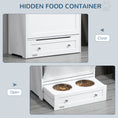 Load image into Gallery viewer, Pet Feeder Station, Dog Food Storage Container w/ Raised Dog Bowls, Hanger, for Food and Water - White
