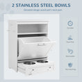 Load image into Gallery viewer, Pet Feeder Station, Dog Food Storage Container w/ Raised Dog Bowls, Hanger, for Food and Water - White
