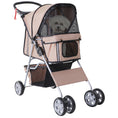 Load image into Gallery viewer, Pet Stroller for Small Miniature Dogs Cats Foldable Travel Carriage with Wheels Zipper Entry Cup Holder Storage Basket Brown
