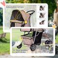 Load image into Gallery viewer, Pet Stroller for Small Miniature Dogs Cats Foldable Travel Carriage with Wheels Zipper Entry Cup Holder Storage Basket Brown
