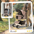 Load image into Gallery viewer, Pet Stroller for Small Miniature Dogs Cats Foldable Travel Carriage with Wheels Zipper Entry Cup Holder Storage Basket Brown
