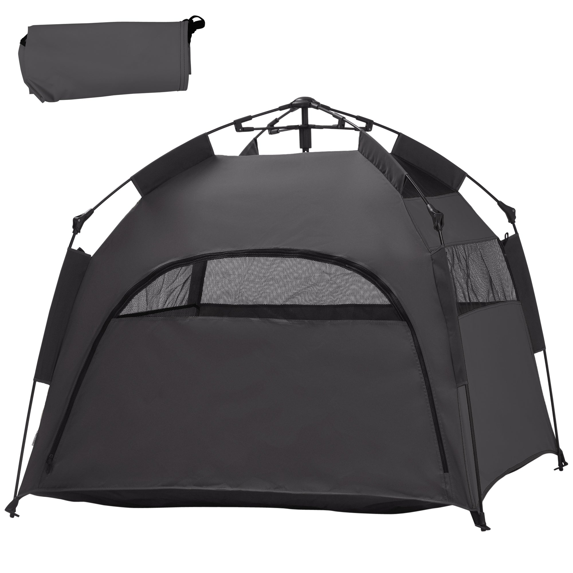 Pop Up Dog Tent for Extra Large and Large Dogs, Portable Pet Camping Tent with Carrying Bag for Beach, Backyard, Home, Dark Gray