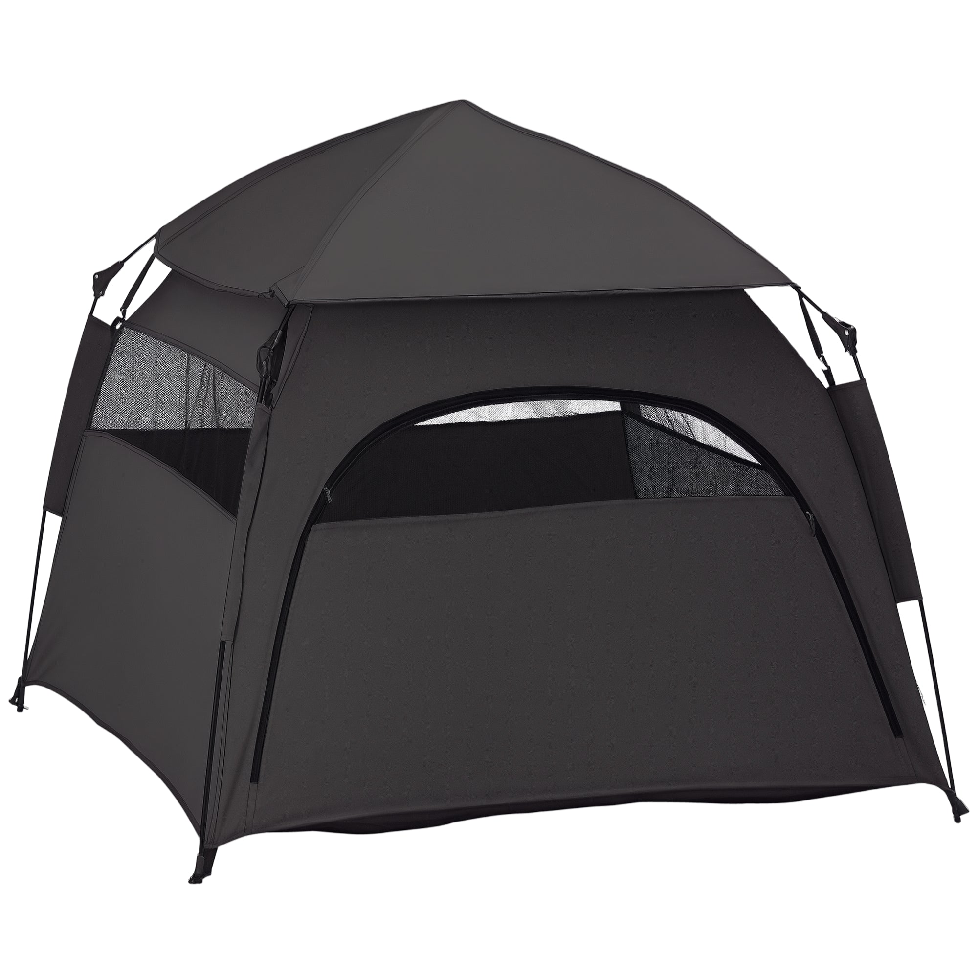 Foldable Dog Cat Tent, Portable Pet Playpen with Water-Resistant Oxford Cloth, Carry Bag, Exercise Tent for Extra Large Dog, Cat, Indoor Outdoor Use, Charcoal Grey