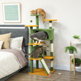 Charger l'image dans la visionneuse de la galerie, 54" Cat Tree, Cat Tower for Indoor Cats with Scratching Posts, Cat Condos, Bed, Platforms, Ramp, Toy Ball, Cat Activity Center, Green
