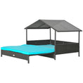 Load image into Gallery viewer, Elevated Rattan Dog House Outdoor with Canopy, Extendable Wicker Dog Bed with Water-Resistant Cushion, for Small and Medium Dogs Blue
