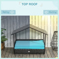 Load image into Gallery viewer, Elevated Rattan Dog House Outdoor with Canopy, Extendable Wicker Dog Bed with Water-Resistant Cushion, for Small and Medium Dogs Blue
