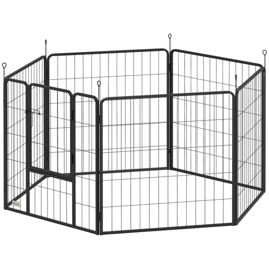 Dog Playpen, Wide 31.5"W Heavy-Duty Metal Puppy Play Pen, Pet Exercise Fences for Outside and Indoor, DIY Design with Door for Medium Dogs, 6 Panels, 31.5"H