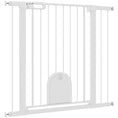 Load image into Gallery viewer, 30"-41" Extra Wide Pet Gate with Small Door, 35"H Dog Gate with Safety Gate Barrier, Stair Pressure Fit, Auto Close, Double Locking, for Doorways, Hallways, White
