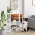 Load image into Gallery viewer, 30"-41" Extra Wide Pet Gate with Small Door, 35"H Dog Gate with Safety Gate Barrier, Stair Pressure Fit, Auto Close, Double Locking, for Doorways, Hallways, White
