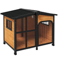 Load image into Gallery viewer, Wooden Dog Kennel, Elevated Dog house with Removable Floor, Asphalt  and Openable Roof, Large Window, Outdoor Pet House Shelter for Large Dogs, Yellow
