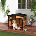 Load image into Gallery viewer, Wooden Dog Kennel, Elevated Dog house with Removable Floor, Asphalt  and Openable Roof, Large Window, Outdoor Pet House Shelter for Large Dogs, Yellow
