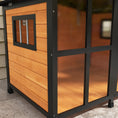 Load image into Gallery viewer, Wooden Dog Kennel, Elevated Dog house with Removable Floor, Asphalt  and Openable Roof, Large Window, Outdoor Pet House Shelter for Large Dogs, Yellow

