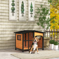 Load image into Gallery viewer, Wooden Dog Kennel, Elevated Dog house with Removable Floor, Asphalt  and Openable Roof, Large Window, Outdoor Pet House Shelter for Large Dogs, Yellow
