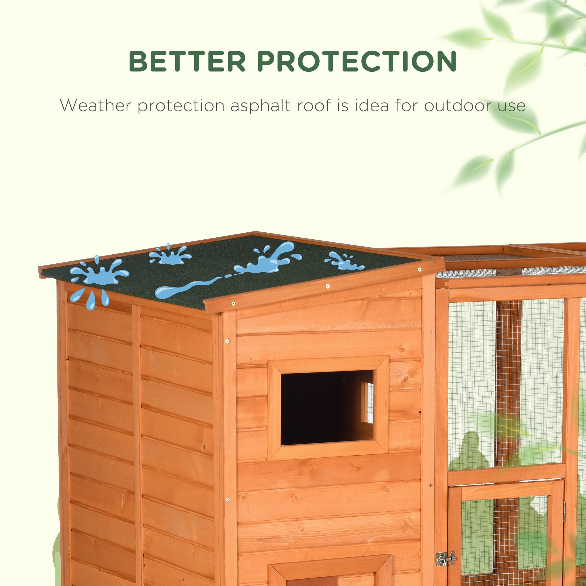 Large Catio Outdoor Cat Enclosure Weatherproof Cat House with Cat Condo, Indoor Wooden Cat Cage Pet Kennel, 77"L x 38"W x 69"H, Orange