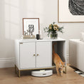 Charger l'image dans la visionneuse de la galerie, Cat Litter Box Enclosure, Hidden Litter Box Furniture with Litter Mat, Tall Legs, Cat House Washroom, Side Table, 31.5" x 20" x 22", White
