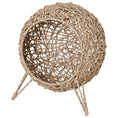 Load image into Gallery viewer, Wicker Cat House, Rattan Elevated Cat Bed with Three Tripod Legs, Ball-Shaped Cat Basket with Cushion - Natural Wood Finish
