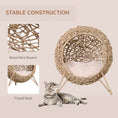 Load image into Gallery viewer, Wicker Cat House, Rattan Elevated Cat Bed with Three Tripod Legs, Ball-Shaped Cat Basket with Cushion - Natural Wood Finish
