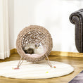 Load image into Gallery viewer, Wicker Cat House, Rattan Elevated Cat Bed with Three Tripod Legs, Ball-Shaped Cat Basket with Cushion - Natural Wood Finish
