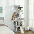 Charger l'image dans la visionneuse de la galerie, Cat Tree, 70" Multi-Level Cat Tower for Indoor with 2 Condos, 2 Plush Top Perches, Hammock, Platforms, Toy Balls, Sisal Scratching Posts and Board, Light Grey
