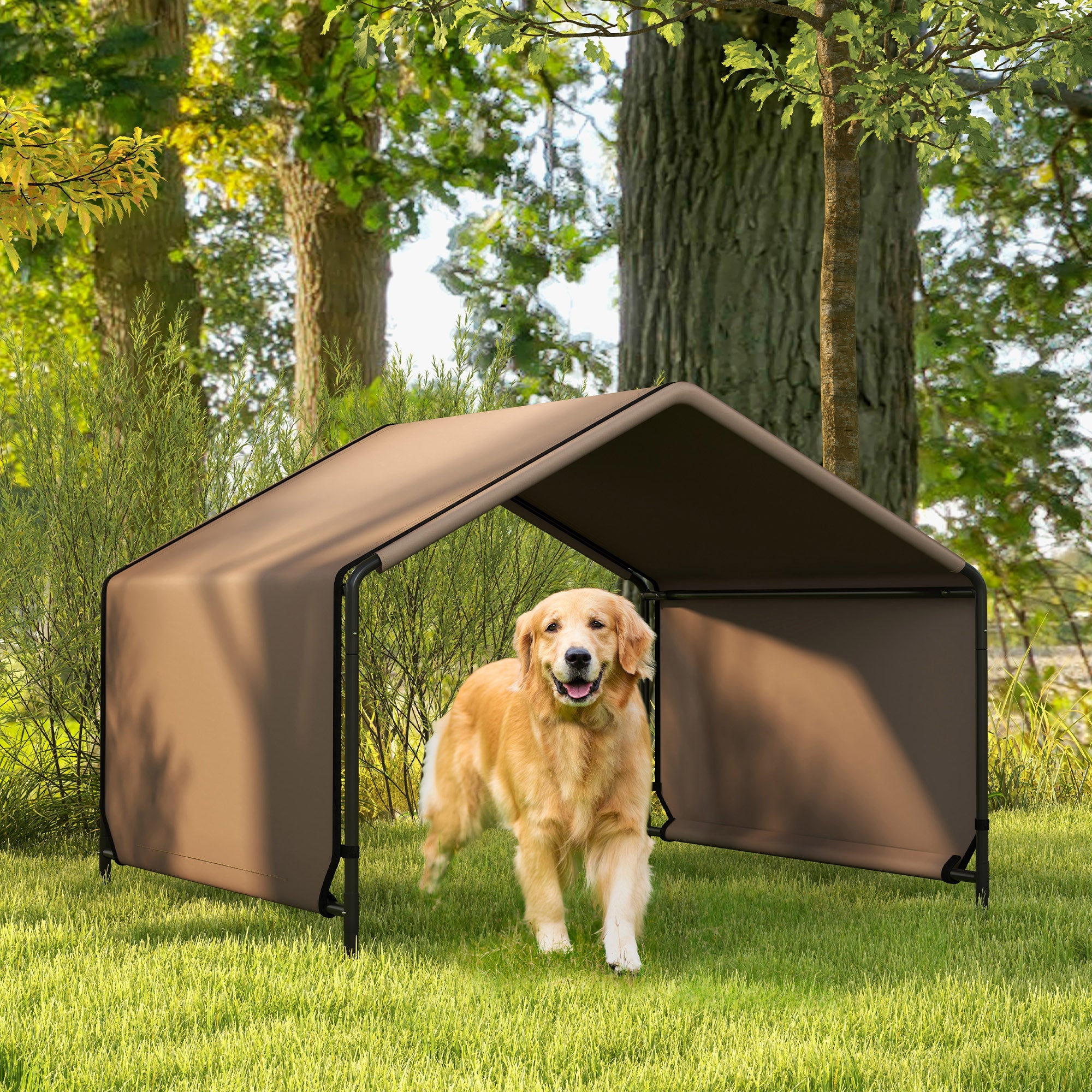 Dog Shade Shelter, Portable Pet Tent, Water Resistant Dog House for Shade Protection, Outdoor, Garden, Patio, Backyard, Brown