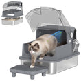 Load image into Gallery viewer, Stainless Steel Cat Litter Box with Flip Lid, XXL Enclosed Litter Box, High Sided, Step, Metal Scoop, 2 Deodorizing Bags, Easy Clean, Anti-Leak, Odor Control, for Multi & Big Cats, 28"x20"x18"
