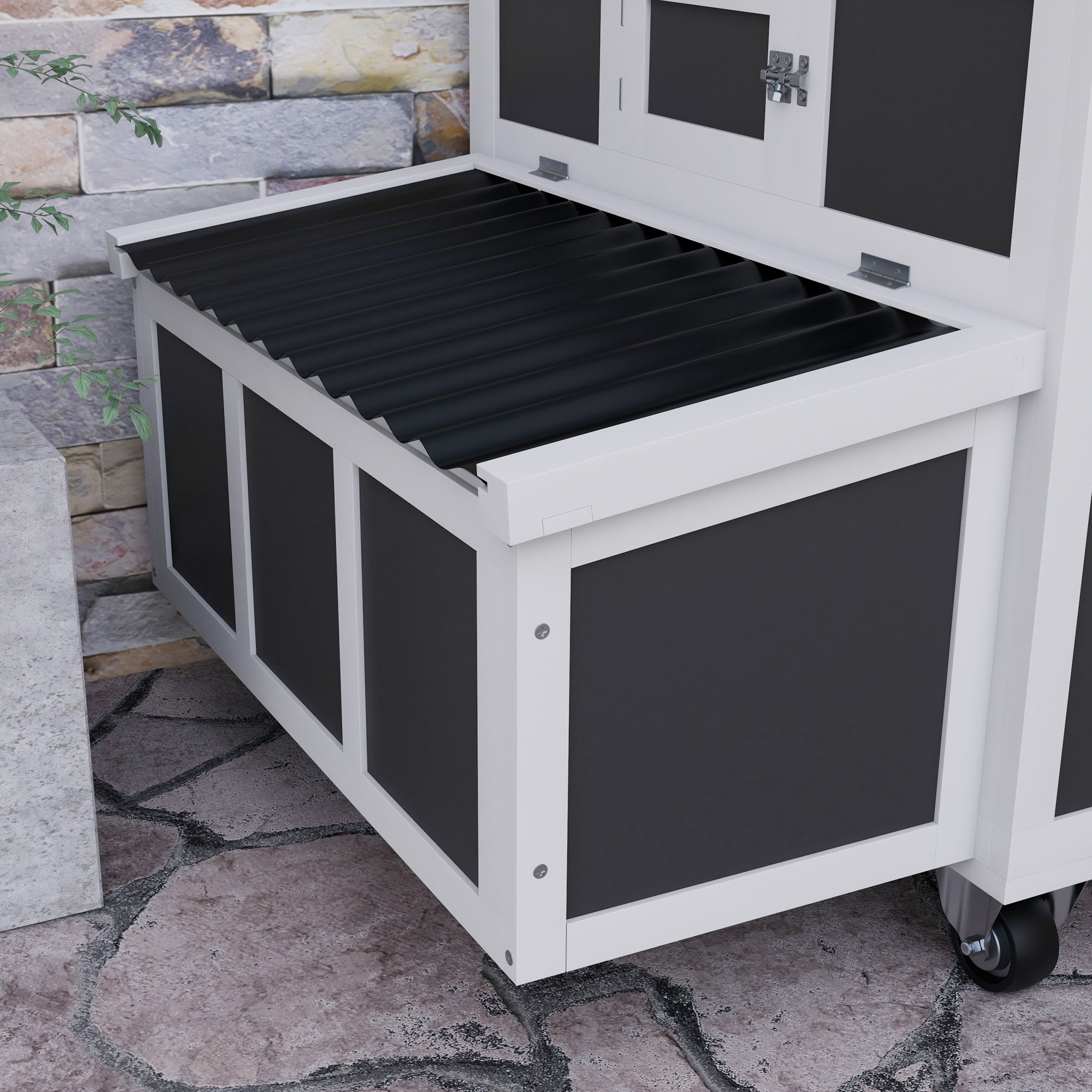 Wooden Chicken Coop, Chicken Tractor for 6 Chickens, Outdoor Poultry Cage Rabbit Hutch Duck Coop Hen House with Nesting Box, Tray, Windows, Dark Gray