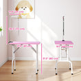 Charger l'image dans la visionneuse de la galerie, 32in Foldable Dog Grooming Table for Small Medium Dogs, Pet Grooming Table for Cats Puppies with Adjustable Arm, Noose and Non-Slip Surface, Pink
