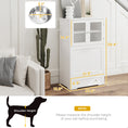 Load image into Gallery viewer, PawHut Dog Feeding Station with 2 Storage Cabinets, Pet Feeding Station with 2 Elevated Dog Bowls, Side Hooks, Anti-tip Kit, Hidden Pet Feeder Station for Feeding & Watering, White
