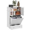 Load image into Gallery viewer, PawHut Dog Feeding Station with 2 Storage Cabinets, Pet Feeding Station with 2 Elevated Dog Bowls, Side Hooks, Anti-tip Kit, Hidden Pet Feeder Station for Feeding & Watering, White
