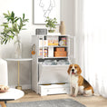 Load image into Gallery viewer, PawHut Dog Feeding Station with 2 Storage Cabinets, Pet Feeding Station with 2 Elevated Dog Bowls, Side Hooks, Anti-tip Kit, Hidden Pet Feeder Station for Feeding & Watering, White
