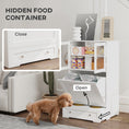 Load image into Gallery viewer, PawHut Dog Feeding Station with 2 Storage Cabinets, Pet Feeding Station with 2 Elevated Dog Bowls, Side Hooks, Anti-tip Kit, Hidden Pet Feeder Station for Feeding & Watering, White
