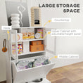 Load image into Gallery viewer, Dog Feeding Station with 2 Storage Cabinets, Dog Food Storage Cabinet with 2 Raised Dog Bowls, Side Hooks, Anti-tip Kit for Water and Feeding Supplies, White
