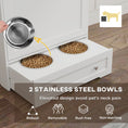 Load image into Gallery viewer, PawHut Dog Feeding Station with 2 Storage Cabinets, Pet Feeding Station with 2 Elevated Dog Bowls, Side Hooks, Anti-tip Kit, Hidden Pet Feeder Station for Feeding & Watering, White
