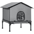 Load image into Gallery viewer, Outdoor Cat House, Waterproof Insulated Cat Kennel with Elevated Base, Cushion, Foldable Feral Kitty Shelter for Indoor Outdoor Kittens, Grey
