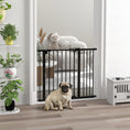 Load image into Gallery viewer, Dog Gate Stair Gate Pressure Fit Pets Barrier Auto Close for Doorway Hallway, 74-94cm Wide Adjustable, Black

