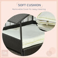 Load image into Gallery viewer, Elevated Rattan Dog House Outdoor with Canopy, Extendable Wicker Dog Bed with Water-Resistant Cushion, for Small and Medium Dogs Cream White
