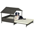Load image into Gallery viewer, Elevated Rattan Dog House Outdoor with Canopy, Extendable Wicker Dog Bed with Water-Resistant Cushion, for Small and Medium Dogs Cream White
