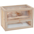 Load image into Gallery viewer, Wooden Hamster Cage Mouse Mice Rodent Small Animals Hutch Exercise Play House 60 x 35 x 42cm, Natural Wood Finish
