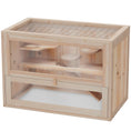 Load image into Gallery viewer, Wooden Hamster Cage Mouse Mice Rodent Small Animals Hutch Exercise Play House 60 x 35 x 42cm, Natural Wood Finish
