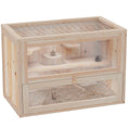 Load image into Gallery viewer, Wooden Hamster Cage Mouse Mice Rodent Small Animals Hutch Exercise Play House 60 x 35 x 42cm, Natural Wood Finish
