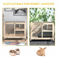 Load image into Gallery viewer, PawHut Indoor Rabbit Hutch with Wheels, Desk and Side Table Sized, Wood Rabbit Cage, Waterproof Small Rabbit Cage, Natural
