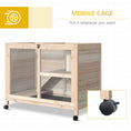 Load image into Gallery viewer, PawHut Indoor Rabbit Hutch with Wheels, Desk and Side Table Sized, Wood Rabbit Cage, Waterproof Small Rabbit Cage, Natural
