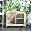 Load image into Gallery viewer, PawHut Indoor Rabbit Hutch with Wheels, Desk and Side Table Sized, Wood Rabbit Cage, Waterproof Small Rabbit Cage, Natural
