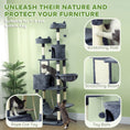 Load image into Gallery viewer, Cat Tree, 206cm Cat Tower with Sisal Scratching Posts and Board, Beds, Condos, Platforms, Hammocks, Toy Balls & Rope, Anti-Tip Kit, Kitten Activity Centre for Indoor, Dark Grey
