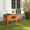 Load image into Gallery viewer, 61'' L 2-Story Rabbit Hutch Bunny Cage Small Animal House with Pull Out Tray, Detachable Run, Ramp, for Indoor Outdoor, Orange
