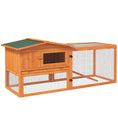 Load image into Gallery viewer, 61'' L 2-Story Rabbit Hutch Bunny Cage Small Animal House with Pull Out Tray, Detachable Run, Ramp, for Indoor Outdoor, Orange
