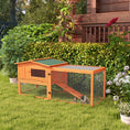 Load image into Gallery viewer, 61'' L 2-Story Rabbit Hutch Bunny Cage Small Animal House with Pull Out Tray, Detachable Run, Ramp, for Indoor Outdoor, Orange
