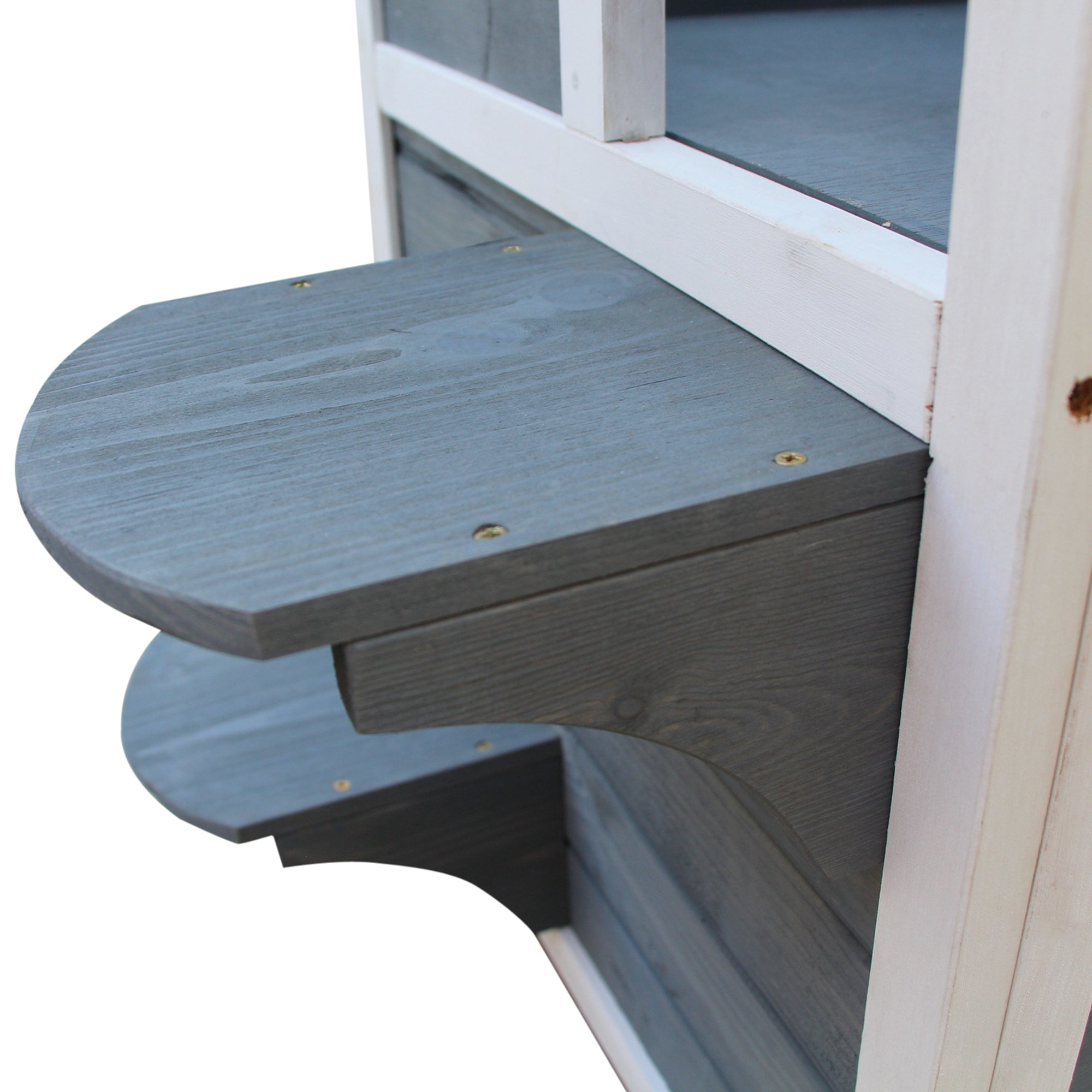 2 Story Outdoor Cat House, Outdoor Cat Enclosure Wooden Cat Shelter with Windows, Platforms, Openable Top, Asphalt Roof, Grey