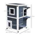 Load image into Gallery viewer, 2 Story Outdoor Cat House, Outdoor Cat Enclosure Wooden Cat Shelter with Windows, Platforms, Openable Top, Asphalt Roof, Grey
