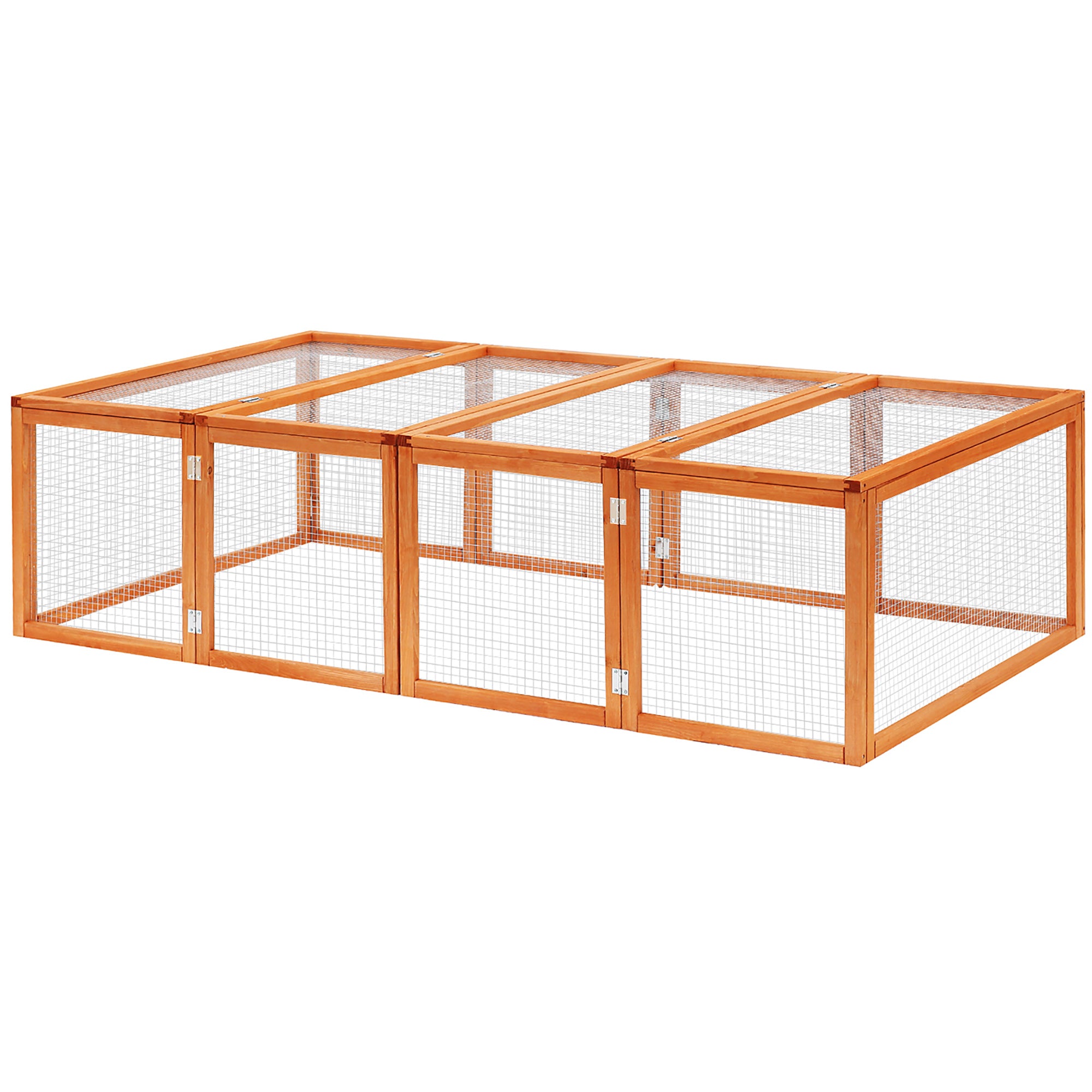 Rabbit Run Wooden Rabbit Hutch Cage 6ft with Wire Mesh, Openable Roof, Play Space for Outdoor, 181 x 100 x 48 cm, Natural Wood Finish